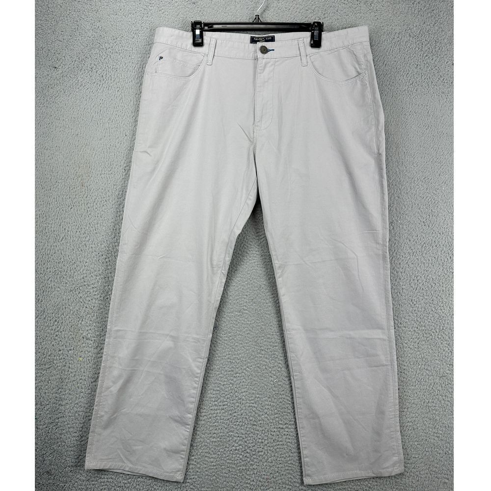 Halsey 44 Khakis Pants Mens 38 Light Grey Stretch Flat Front Straight 5 Pocket